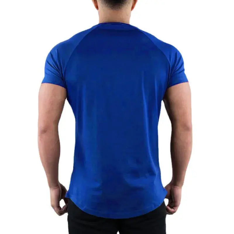 Plain Gym T-shirt Men Summer Fitness Clothing O-Neck Short Sleeve T shirt Cotton Slim Fit Tshirt Bodybuilding Workout Tees Tops - petguardiansupplies