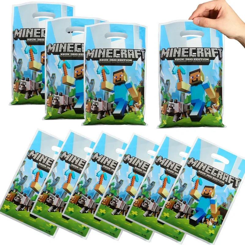 Miner Crafting Birthday Party Decoration Disposable Tableware Foil Balloon Banner Backdrop Cartoon Minecraft Game Theme Decor - petguardiansupplies