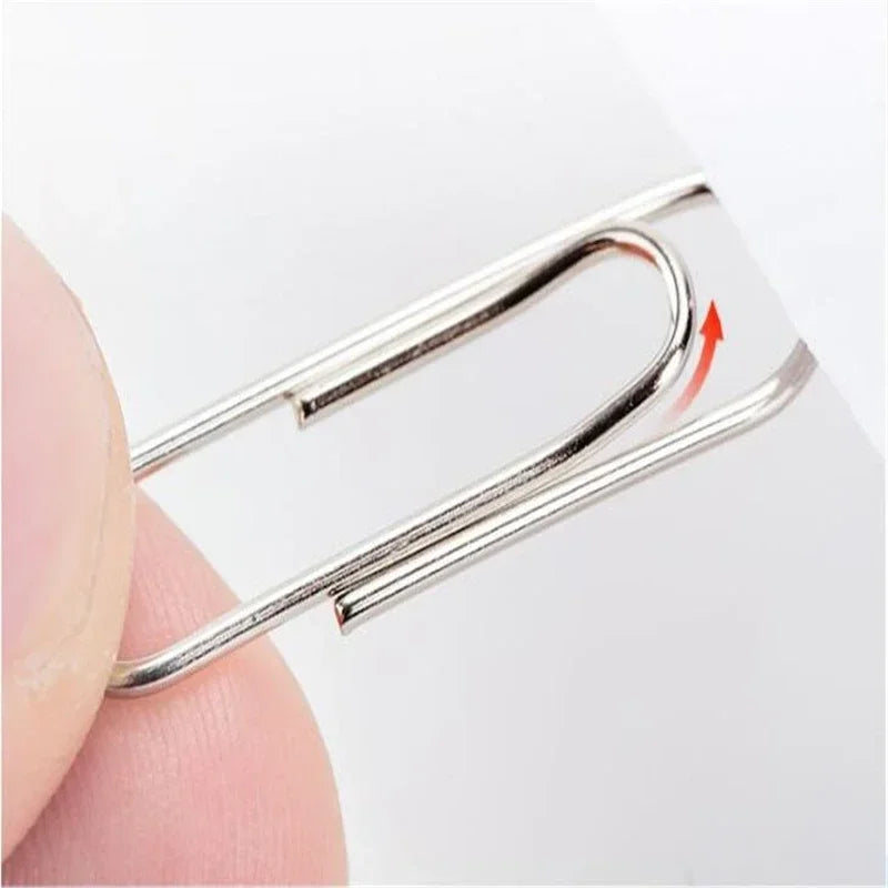 500/300/100/50PCS Metal Silver Paper Clips for Paperwork Stainless Steel Bookmark Paperclips Organizers Office School Supplies - petguardiansupplies