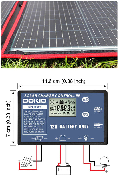 Dokio 18V 97W 150W 195W 295W Portable Foldable Solar Panel With 12V Controller Flexible Solar Panel For House Camping Travel - petguardiansupplies