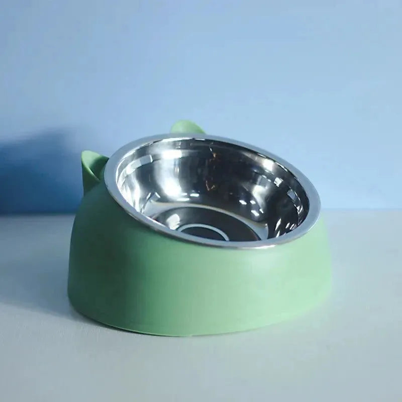 Stainless Steel Cat Bowl Double Bowl To Protect Cervical Vertebra Cat Bowl Oblique Explosion Pet Food Basin Cat Supplies - petguardiansupplies