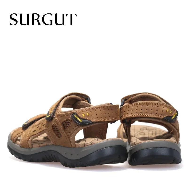 SURGUT Hot Sale New Fashion Summer Leisure Beach Men Shoes High Quality Leather Sandals The Big Yards Men's Sandals Size 38-48 - petguardiansupplies