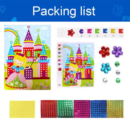 6 Pcs/Set Mosaic Diamond Handmade Craft DIY Stickers Crystal Paste Painting Mosaic Puzzle Educational Toys Kids Gift - petguardiansupplies