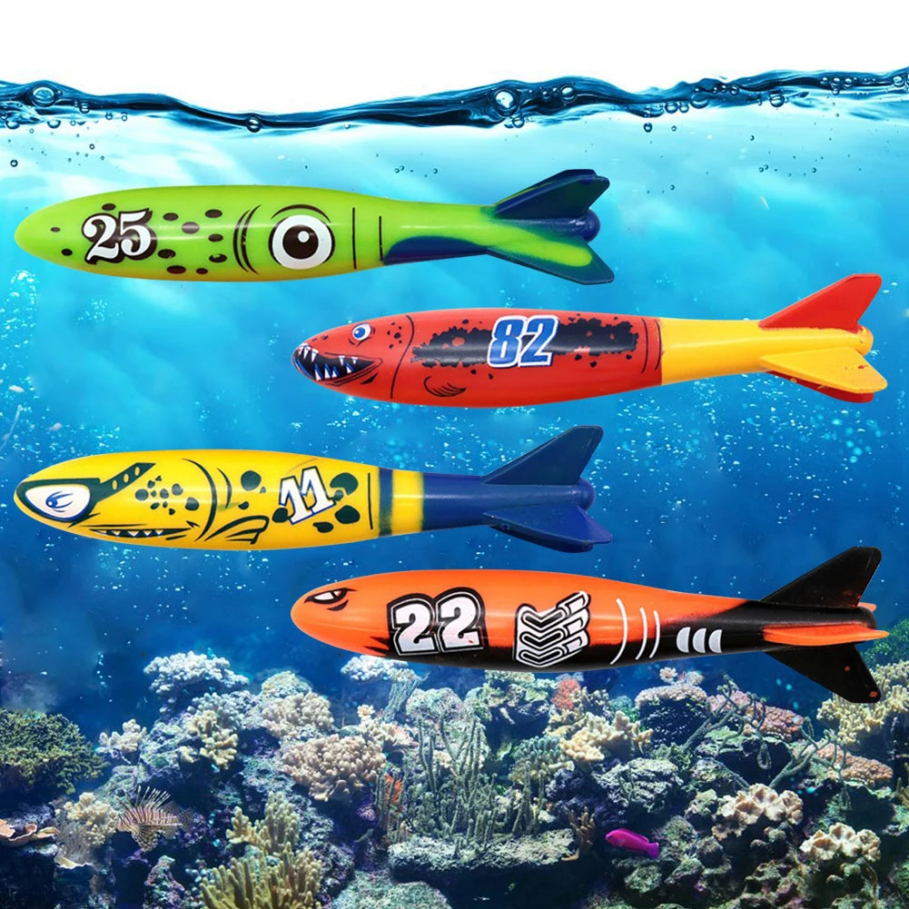 Kids Summer Shark Rocket Throwing Toy Swimming Pool Dive Game Water Fun Games Pool Toys Baby Water Educational Bath Toys Gifts - petguardiansupplies