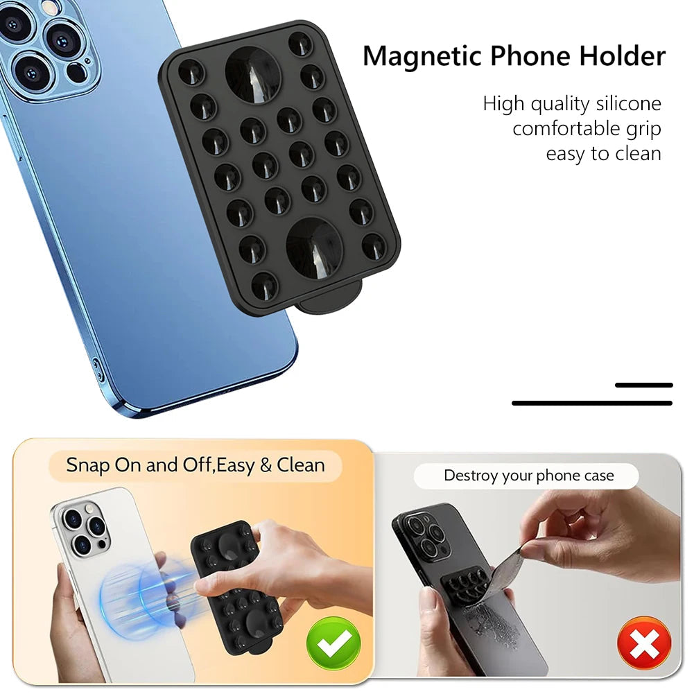 Magnetic Phone Mount Anti-Slip Silicone Suction Cup Phone Case Stand Holder for tiktok Videos and Selfies for iphone 15 14 13 12 - petguardiansupplies