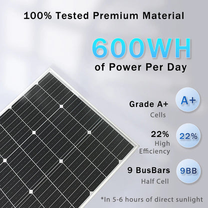 Solar Panel 100w 120w140w 160w 18V Rigid Solar Panel 25 Year Photovoltaic Monocrystalline Cell 12V Battery Charge - petguardiansupplies