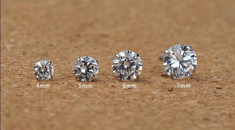 Crystal Zircon Real 925 Sterling Silver Earrings Channel Cubic Zirconia Silver Stud Earrings for Women Sterling Silver Jewelry - petguardiansupplies