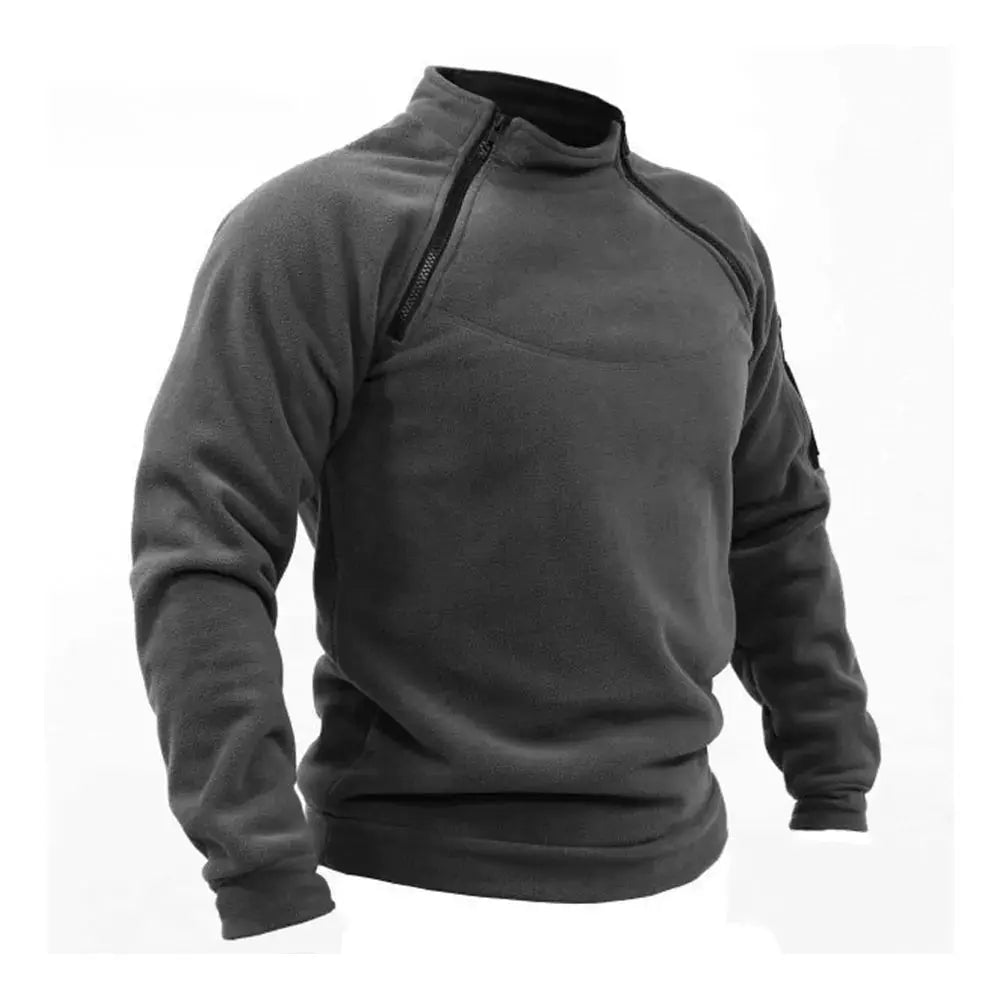 Mens Streetwear Military Sweatshirt Fleece Winter Zipper Pullover Fashion Men's Solid Color Loose Lamb Thick Jacket Men Clothing - petguardiansupplies