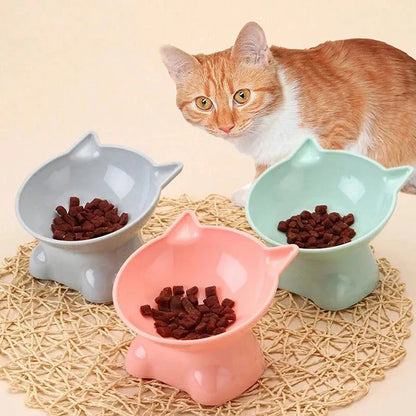 Hot-selling Nordic style pet bowl cervical vertebra protection cat bowl anti-tip plastic inclined mouth cat bowl pet supplies - petguardiansupplies