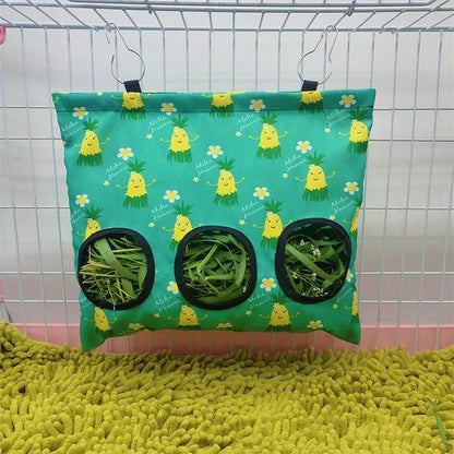 Hanging 2/3 Holes Hay Bag for Bunny Guinea Pigs Small Animal Feeder Rabbit Food Dispensers Bag Cage Accessories Pet Feeding Bag - petguardiansupplies