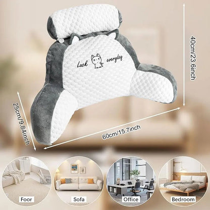 Bed Reading Pillow Back Rest Lumbar Support Arm Seat Lounger With Neck Cushion - petguardiansupplies