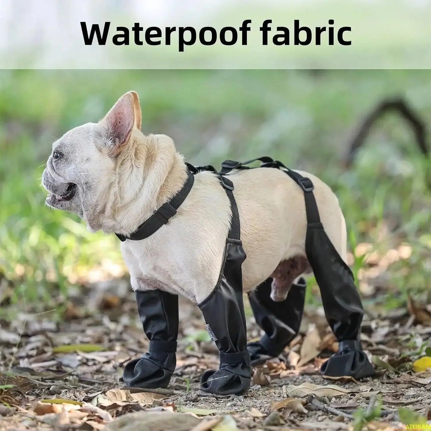 ATUBAN Waterproof Dog Boots Anti-Slip Dog Shoes with Rugged Rubber Sole, Pet Paw Protector for Small Medium Dogs. - petguardiansupplies