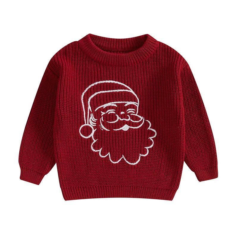 FOCUSNORM 0-3Y Autumn Winter Baby Boys Girls Christmas Sweater Santa Embroidery Long Sleeve Crew Neck Pullover Knitwear - petguardiansupplies