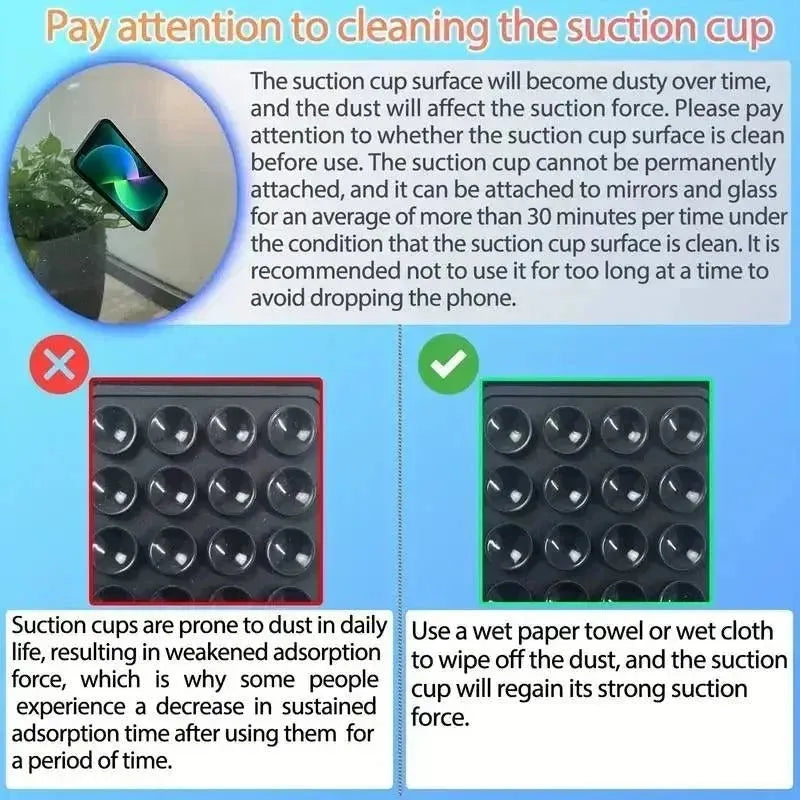 Phone Silicone Suction Cup Holder Multifunctional Suction Cup Wall Stand Square Anti-Slip Single-Sided Case Mount Back Sticker - petguardiansupplies