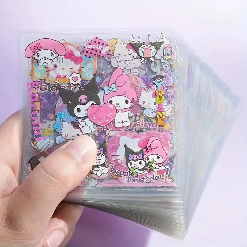 Hello Kitty Sanrio Non-Repeating 100-Piece Sticker Set Cinnamoroll Kuromi Waterproof Stationery Sticker Gift Box Birthday Gift - petguardiansupplies