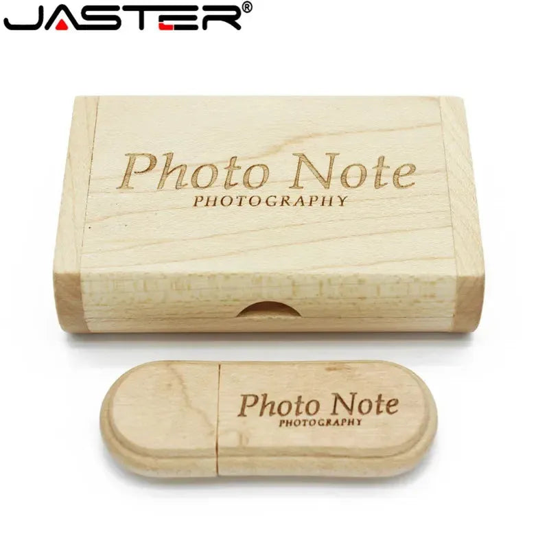 JASTER 1PCS free custom logo laser engraving wooden+Box pendrive 4GB 8GB 16GB 32GB 64GB USB Flash Drive photography gift - petguardiansupplies