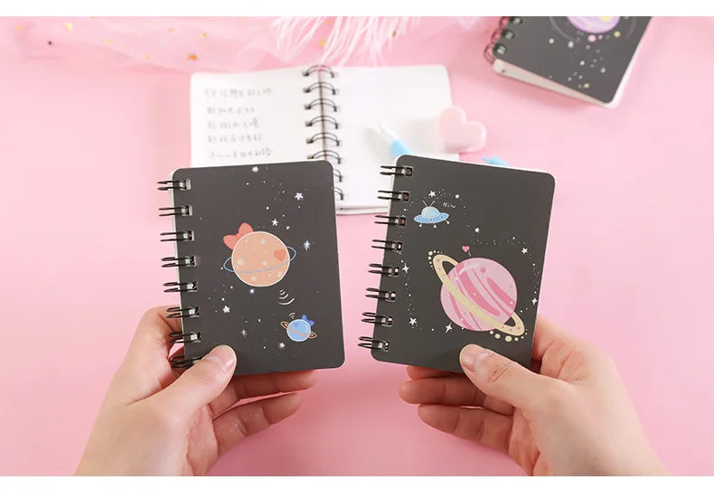 1 Pcs Planet Flip Coil Book Student Portable Pocket Notebooks Mini Notebook A7 Mini Notes School Supplies Office Stationery - petguardiansupplies