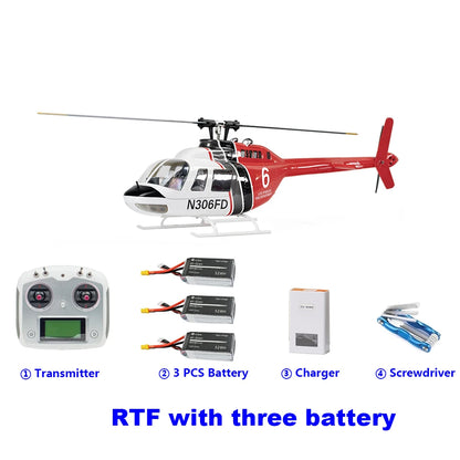 Flywing Bell 206 RC Helicopter V3 6CH GPS Altitude Hold Two Rotor 1:16 RC Scale Helicopter PNP RTF With H1 Flight Control System - petguardiansupplies