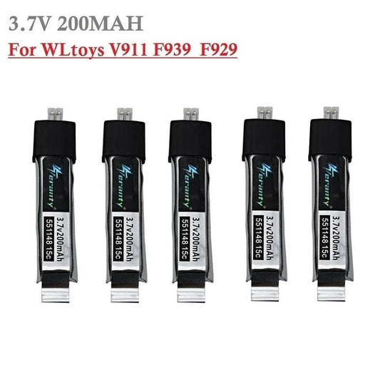 1-10PCS 551148 Battery For WLtoys F929 V911 Helicopter F939 RC Drone 15C 3.7V 200mAh Rechargeable Batteries - petguardiansupplies