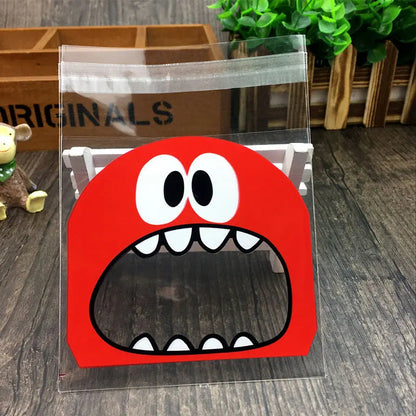 50PCS Cute Cartoon Monster Cookie Candy Self-Adhesive Plastic Bags For Biscuits Snack Baking Package Supplies Christmas Decor - petguardiansupplies