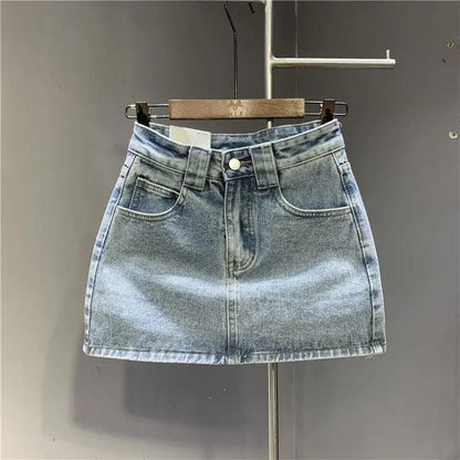 Fashionable Simple Tailored Denim Mini Skirt For Women 2024 Summer New Style Exposure Proof Long Leg Shaping A- line Design - petguardiansupplies