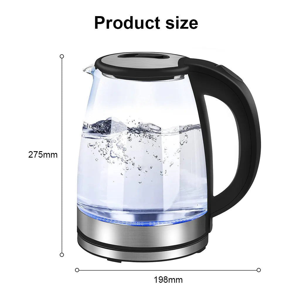 220V 1.8L Electric Kettle Glass Tea Kettle 1500-1800W Water Boiler Home Kitchen water heater,Dry Boiling Protection - petguardiansupplies