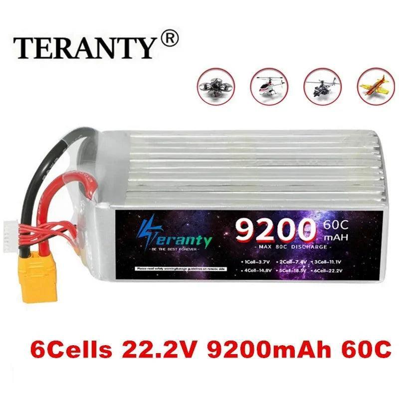 TERANTY 6S Lipo Battery 22.2V 60C 9200mAh Lipo Battery with EC5 XT90 Plug 6s Battery For RC Car Boat Truck Airplane UAV RACING - petguardiansupplies