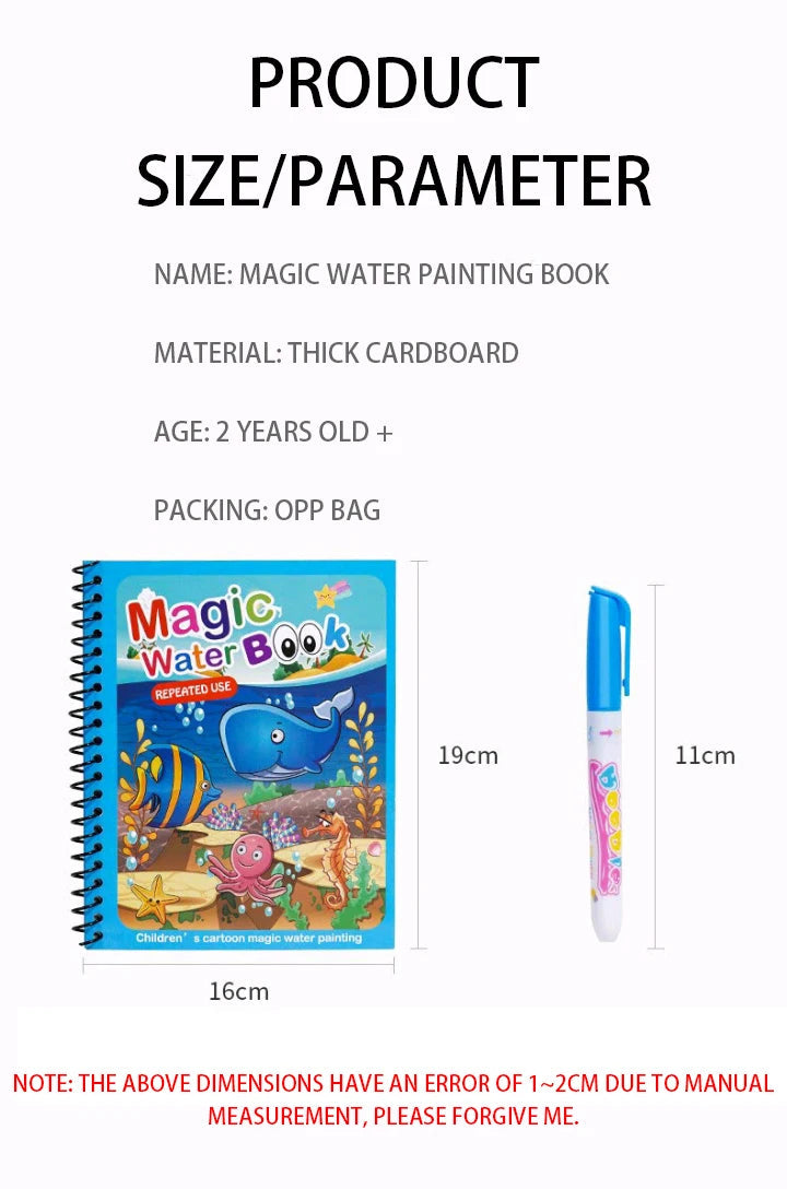 Children Early Education Toys Magical Book with Pen Water Drawing Montessori Toys Gift Reusable Coloring Book Magic Drawing Book - petguardiansupplies