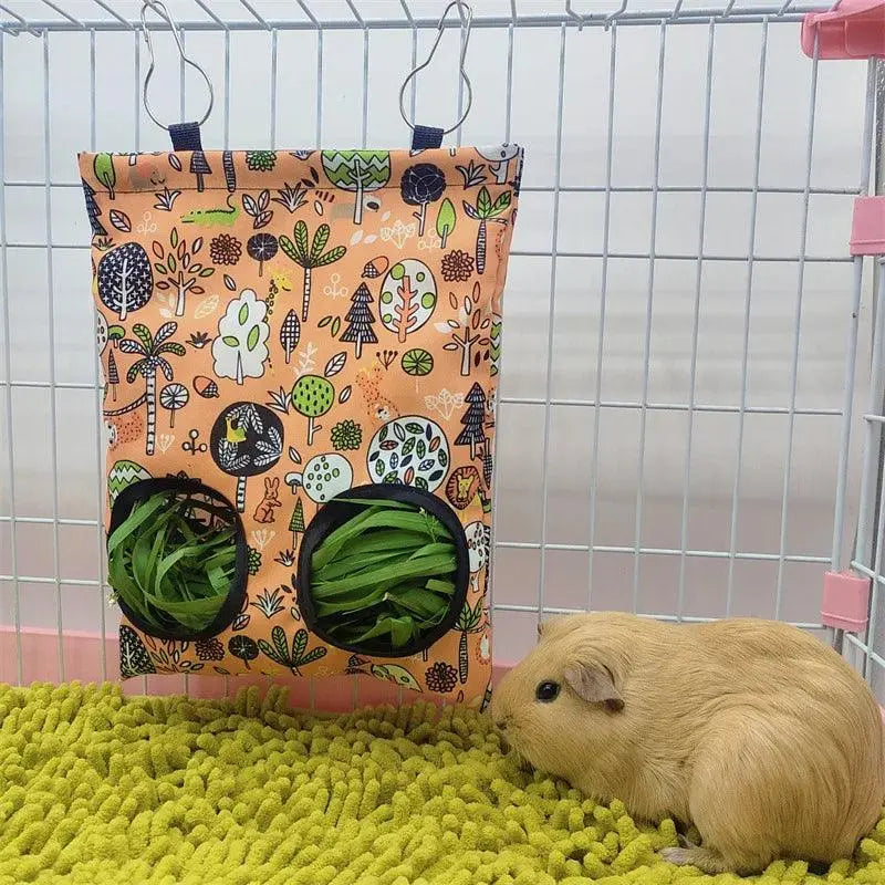 Hanging 2/3 Holes Hay Bag for Bunny Guinea Pigs Small Animal Feeder Rabbit Food Dispensers Bag Cage Accessories Pet Feeding Bag - petguardiansupplies