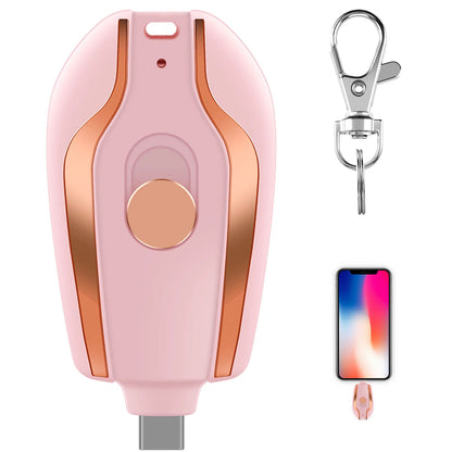 Keychain Portable Charger Compatible with Android 1500mAh Power Bank Key Chain Phone Charger Type-C Mini Power Emergency Charger - petguardiansupplies