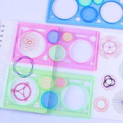 Geometry Spirograph Drawing Stencils Set Painting Template Art Crafts Creative Kids Educational Toy Variety of Flowers Ruler - petguardiansupplies