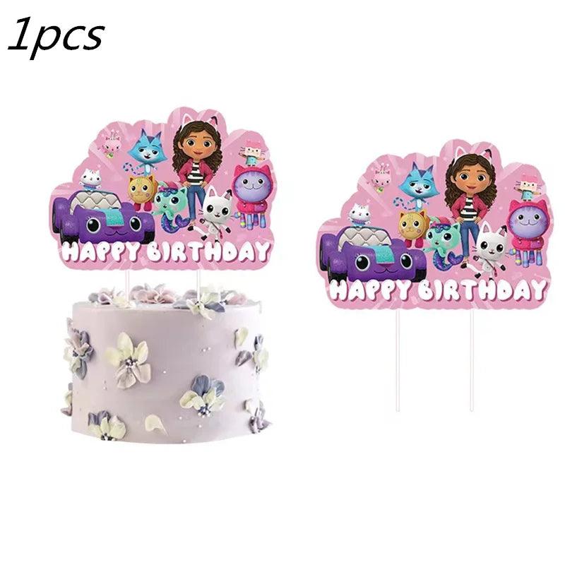 1pcs/lot Happy Birthday Party Table Cover Baby Shower Decorations Gabby Dollhouse Theme Kids Girls Favors Plastic Tablecloth - petguardiansupplies