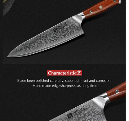 XINZUO 8.5 Inch Chef Knives High Carbon Chinese VG10 67 Layer Damascus Kitchen Knife Stainless Steel Gyuto Knife Rosewood Handle - petguardiansupplies