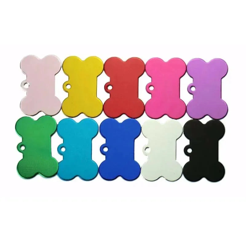 Wholesale 20pcs Bone Double Sides Personalized Dog ID Tags Aluminum Customized Cat Puppy Name Phone No. Tags Plate Keyrings - petguardiansupplies