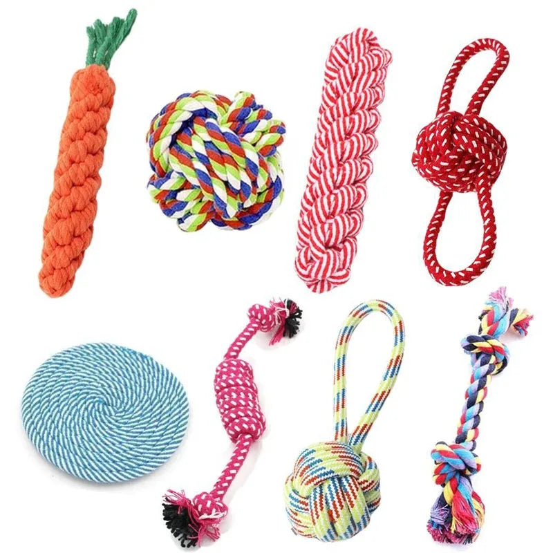 1PC Dog Toy Carrot Knot Rope Ball Cotton Rope Dumbbell Puppy Cleaning Teeth Chew Toy Durable Braided Bite Resistant Pet Supplies - petguardiansupplies