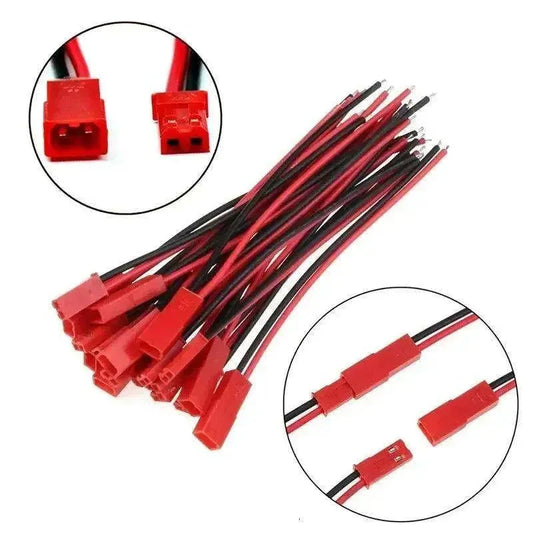 10Pairs 100mm 2 Pin JST Plug Connector Male+Female Plug Connector Cable Wire for RC Toys Battery LED Lamp - petguardiansupplies