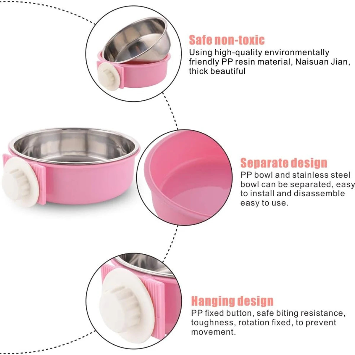 Pet Dog Puppy Stainless Steel Hanging Food Water Bowl Feeder For Cage Crate - petguardiansupplies