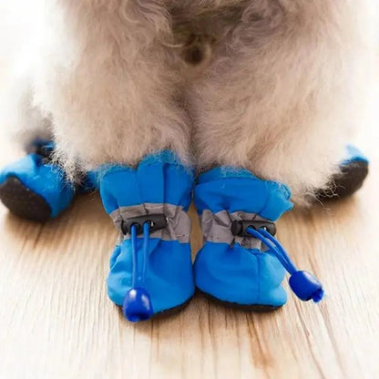 4pcs/set Waterproof Winter Pet Dog Shoes Anti-slip Rain Snow Boots Footwear Thick Warm For Small Cats Puppy Dogs Socks Booties - petguardiansupplies