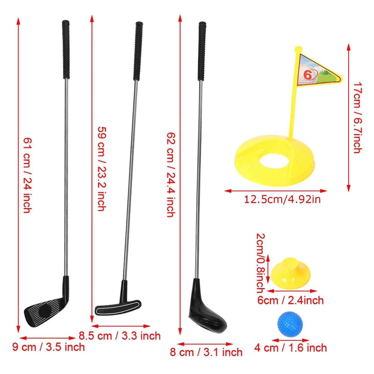 Kids Golf Toy Set Metal Golf Club Golf Ball Golf Tee And Practice Holes With Flag Portable Sport Toy - petguardiansupplies