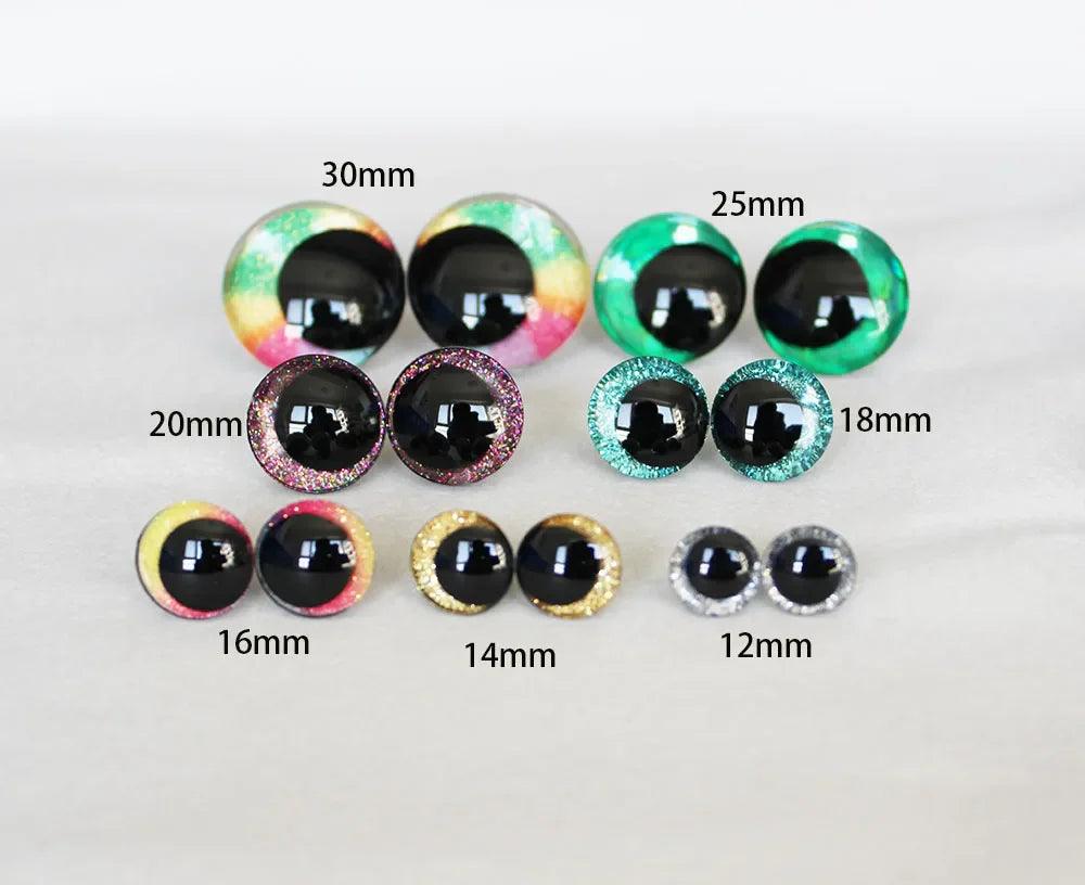 20pcs NEW 12mm 14 16 18 20 25 30mm 35mm 3D Comical round Clear white black red pupiltoy eyes strange eyes with hard washer - petguardiansupplies