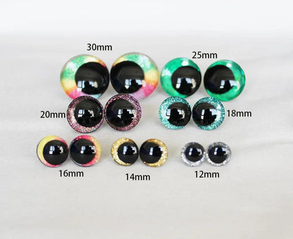 20pcs NEW 12mm 14 16 18 20 25 30mm 35mm 3D Comical round Clear white black red pupiltoy eyes strange eyes with hard washer - petguardiansupplies