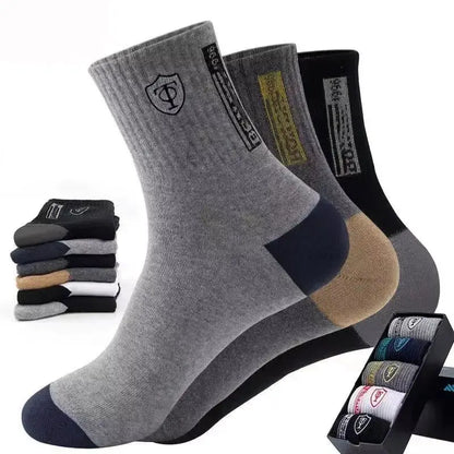 5Pairs Breathable Cotton Sports Stockings Men Bamboo Fiber Autumn and Winter Men Socks Sweat Absorption Deodorant Business Sox - petguardiansupplies