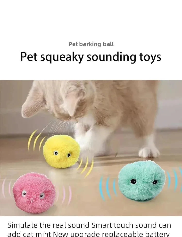 Interactive Ball Smart Cat Toys Plush Electric Catnip Training Toy Kitten Touch Sounding Pet Product Squeak Toy Ball - petguardiansupplies