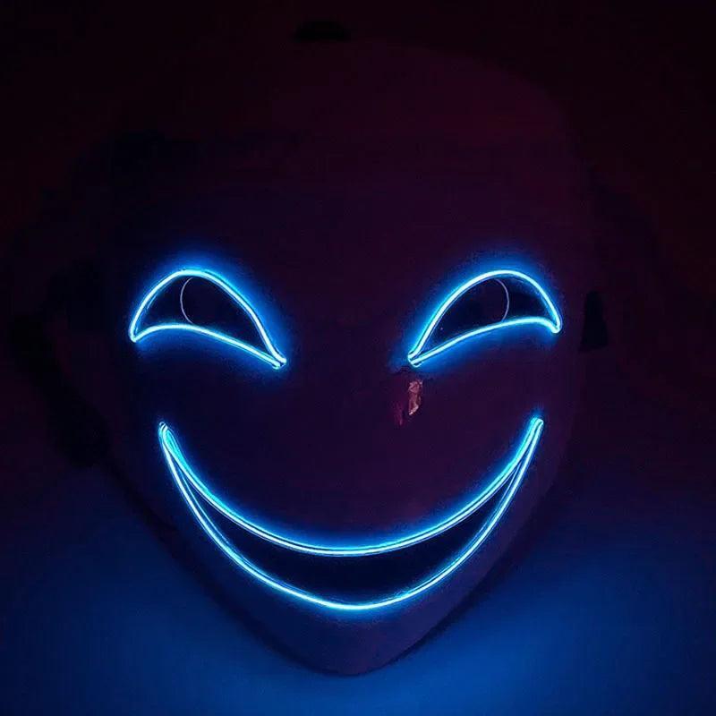 Led Light Pitch-dark Bullet Smiley Caterpillar Transparent Full Face Ghost Face Clown Black Covenant Witch Halloween Party Masks - petguardiansupplies