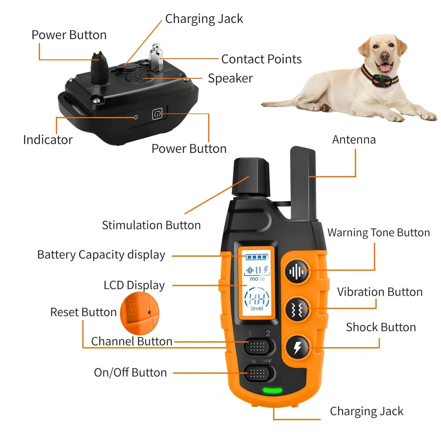 3300Ft Dog Training Collar with Remote Rechargeable Waterproof E Collar Beep Vibration Shock High Quality Pet Training - petguardiansupplies