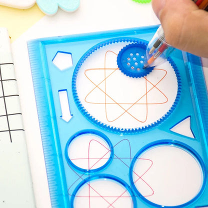 Geometry Spirograph Drawing Stencils Set Painting Template Art Crafts Creative Kids Educational Toy Variety of Flowers Ruler - petguardiansupplies