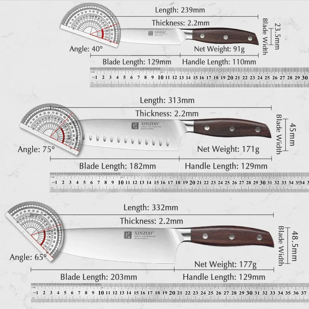 XINZUO Kitchen Tools 6 PCS Kitchen Knife Set of Utility Cleaver Chef Bread Knife High Carbon German Stainless Steel Knives Sets - petguardiansupplies