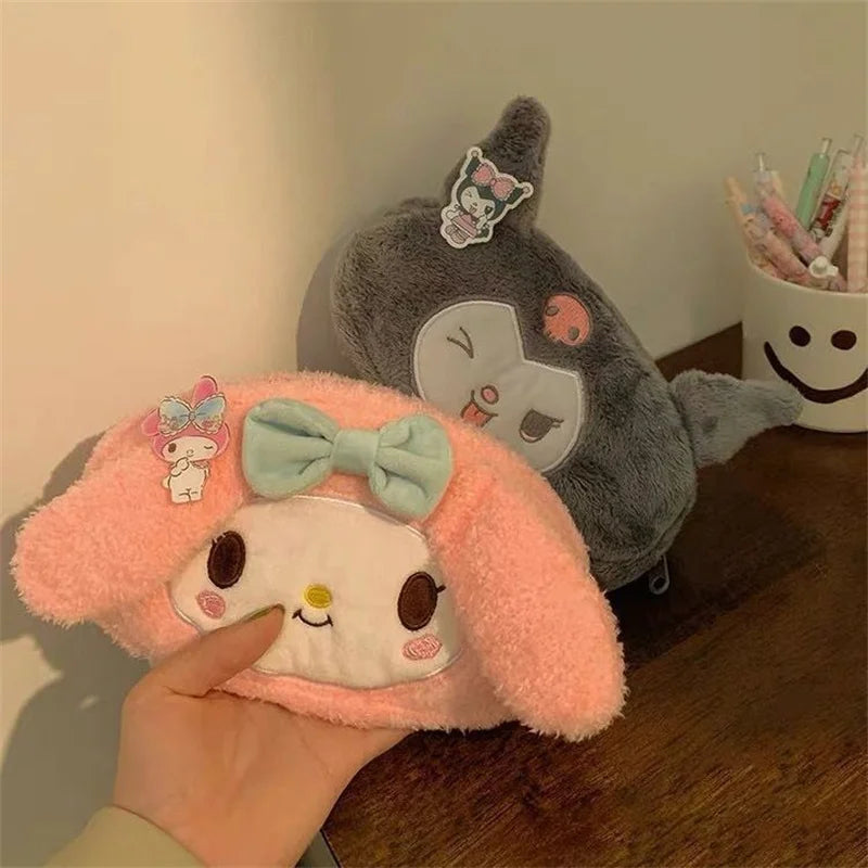 Sanrio Kuromi Melody Cinnamoroll Pencil Pouch Large Capacity Pen Case Cute Plush Cosmetic Bag Girls Student Supplies Stationery - petguardiansupplies