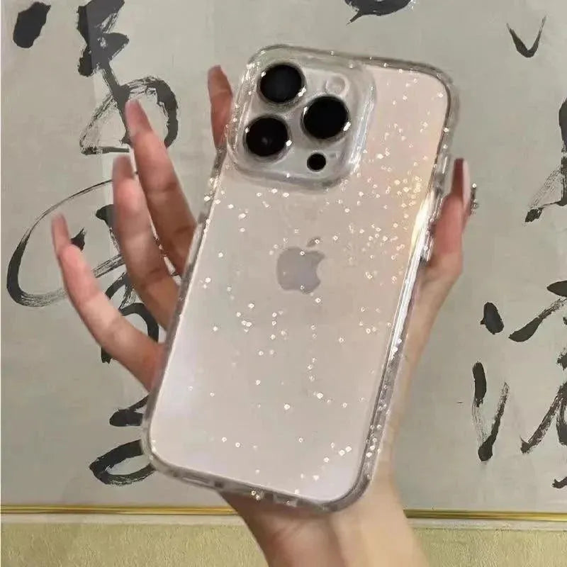 Luxury Bling Glitter Clear Phone Case for iPhone 16 15 14 13 12 11 Pro Max Plus Mini Silicone Soft Transparent Bumper Cover - petguardiansupplies