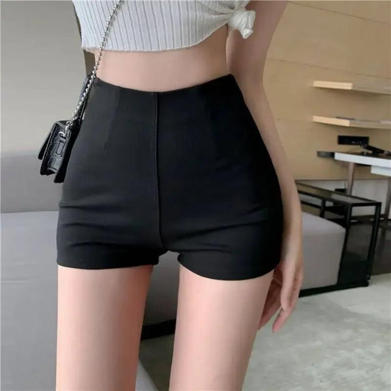 Women's High-waisted Elastic Jazz Dance Shorts White Sexy Tight-fitting Bottoming Shorts Summer Dance Hot Pants - petguardiansupplies